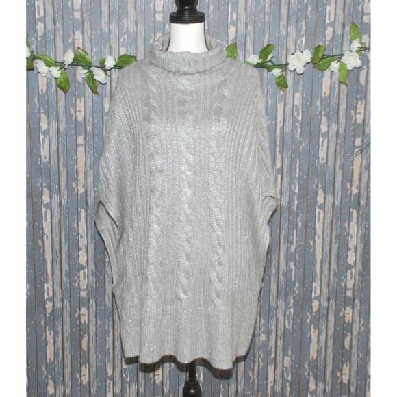 Simply Vera Wang Sweaters - Simply Vera Wang Ladies Gray Poncho Sweater Size XL Half Sleeve Chunky Knit
